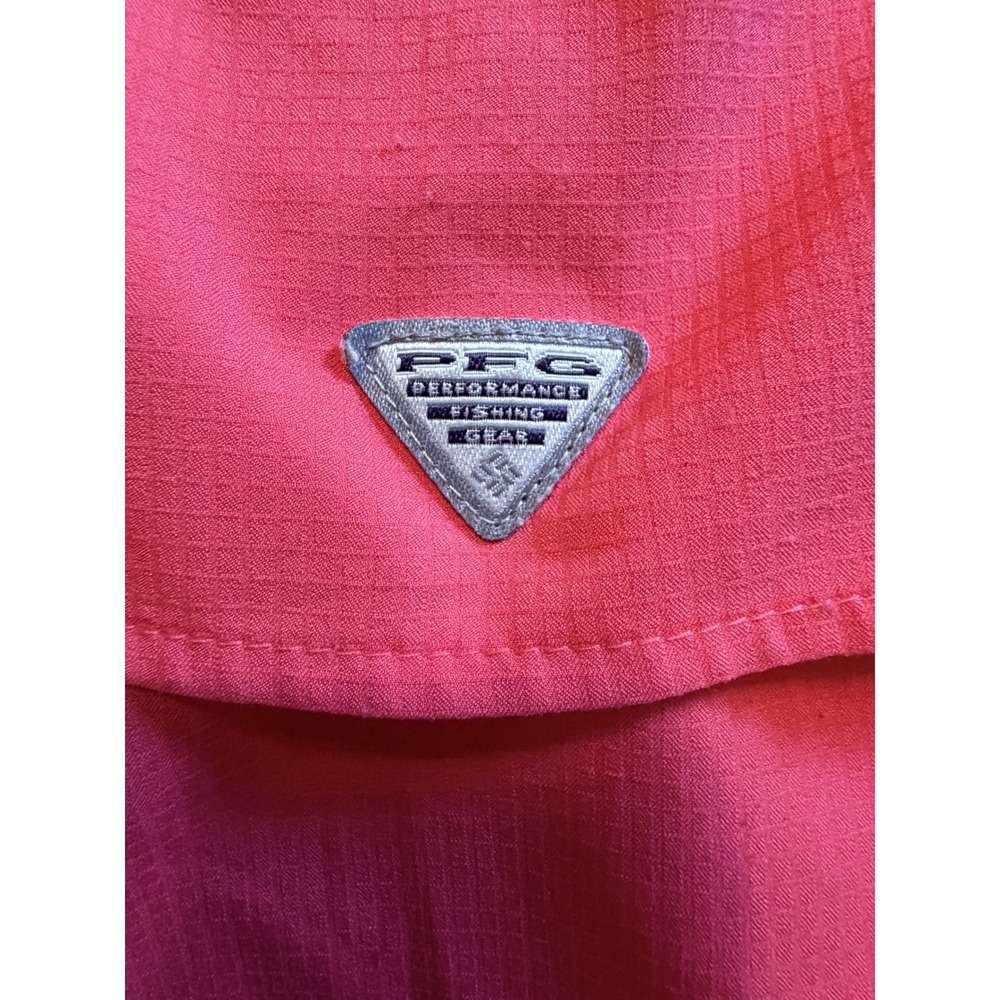 Columbia PFG Mens Sleeveless Fishing Shirt Coral Pink Ripstop Ventilated L/G - Picture 5 of 11